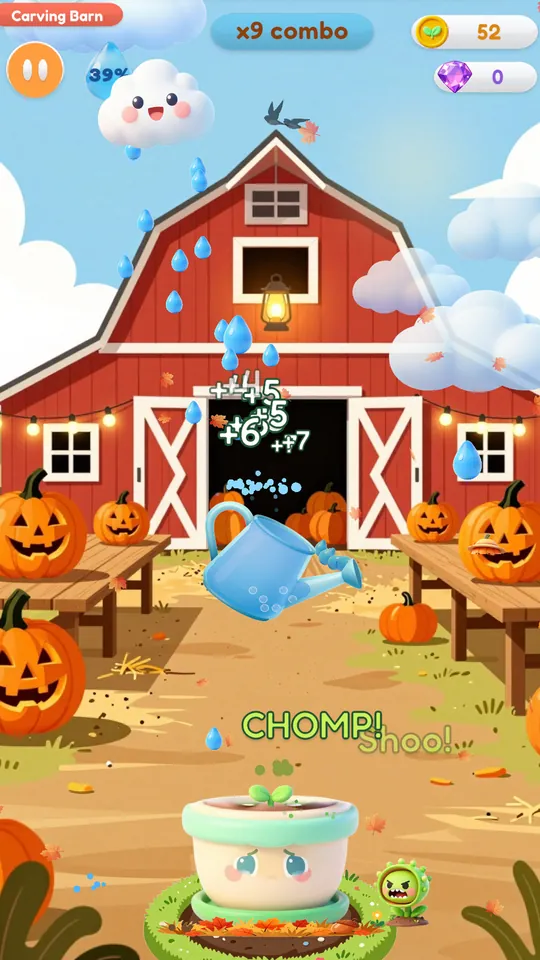 Catching raindrops by a red barn